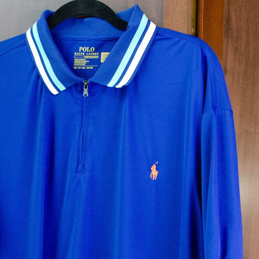 Polo Ralph Lauren 2XB Stretch Jersey Quarter-Zip Polo Shirt Heritage Royal